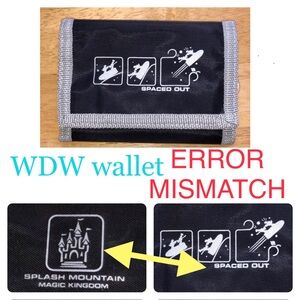 WDW wallet ERROR Space Splash Mountain MISMATCHED T shaped card trifold Disney